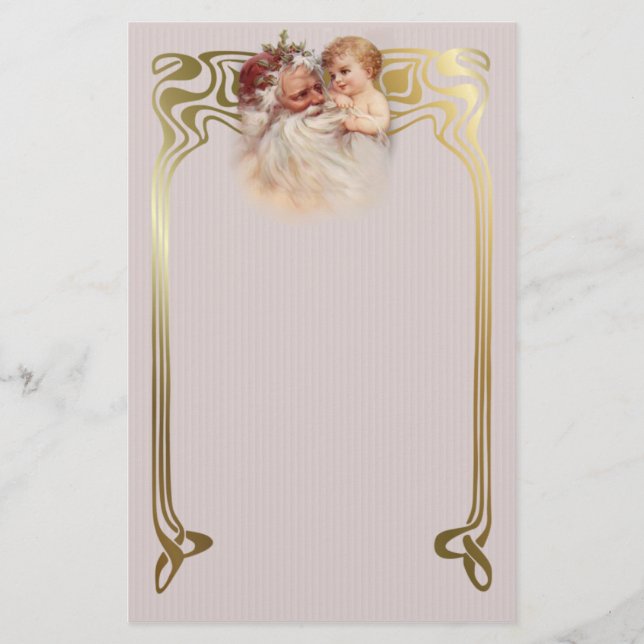 Old World Santa and Cherub Stationery (Front)