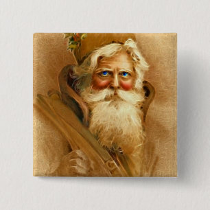 Old World Santa Claus, Vintage Victorian St. Nick 2 Inch Square Button