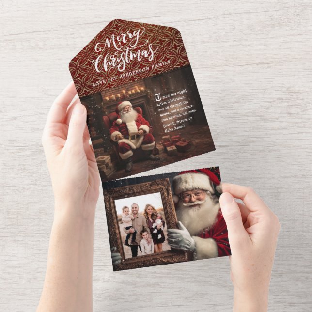 Old World Santa Holding Portrait | Luxe Photo All In One Invitation (Tearaway)