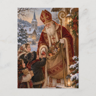 Old World St. Nicholas Christmas European Postcard