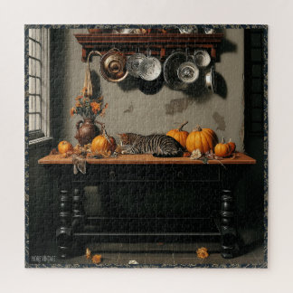 OLD WORLD STILL LIFE WITH CAT JIGSAW PUZZLE