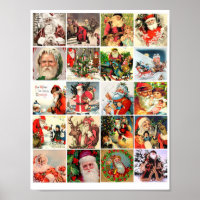 old world vintage santa art christmas collage 
