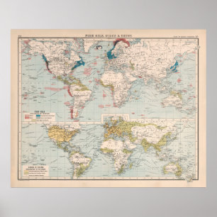 Old World Whaling Map (1907)  Poster