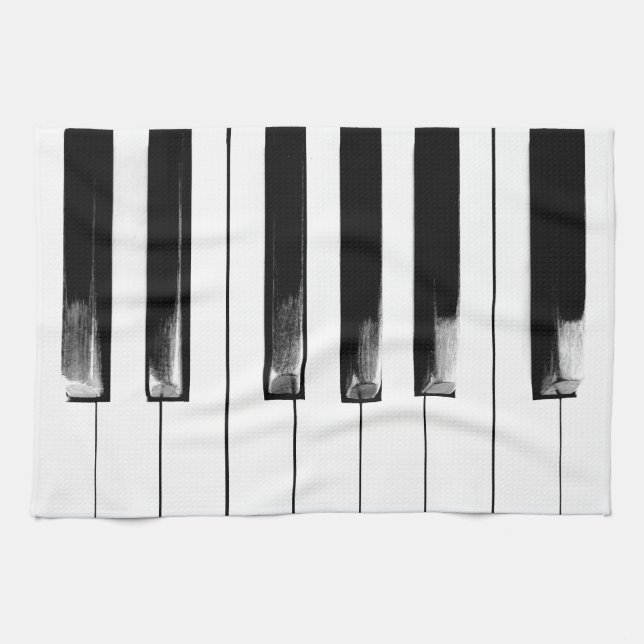 Old Worn Piano Keys Kitchen Towel (Horizontal)