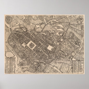 Old Wroclaw Poland Map (1588) Vintage Breslau City Poster