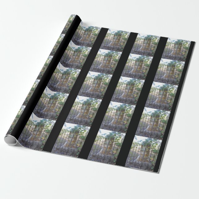 Old Wrought Iron Cemetery Fence Wrapping Paper (Unrolled)
