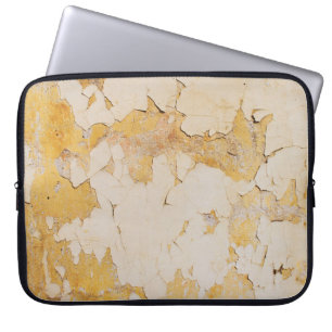 Old yellow stucco backgroundabstract, aged, antiqu laptop sleeve