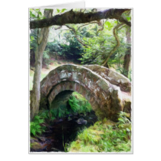Old Yorkshire packhorse bridge blank card