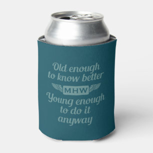 "Old & Young" custom monogram can cooler