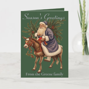 Olde German Father Christmas Riding A Donkey Card