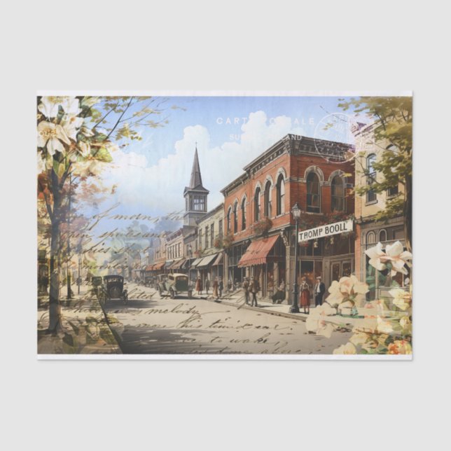 Olde Towne Memories Vintage Decoupage Tissue Paper (Front)