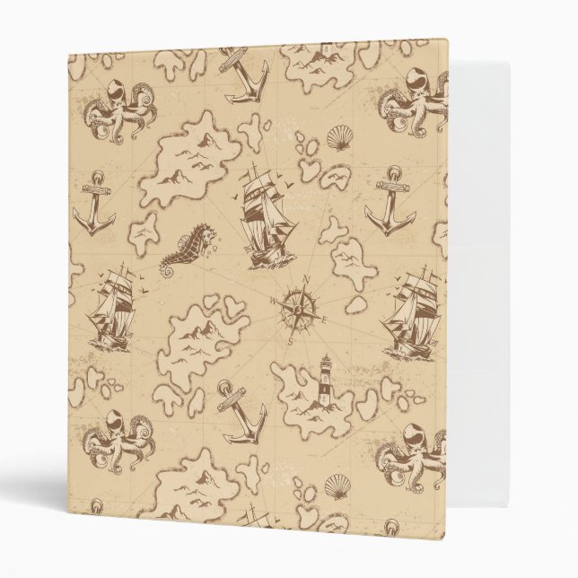 Olden nautical themed sepia pattern binder (Front/Inside)