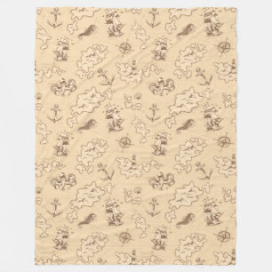 Olden nautical themed sepia pattern fleece blanket