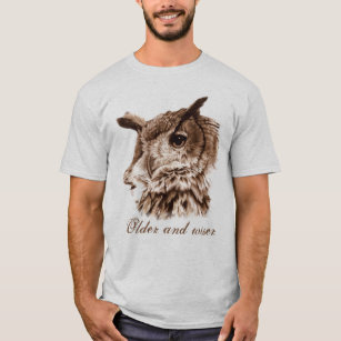 Older and wiser owl cream mens t-shirt