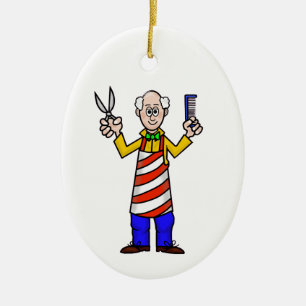 Older Barber Christmas Ornament - Add Name