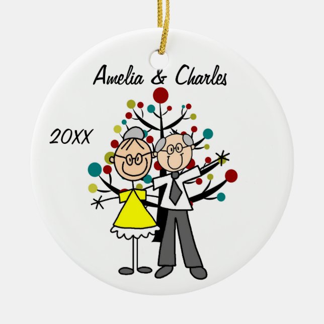 Older Couple Custom Holiday Ornament (Front)