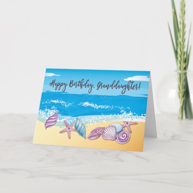 Older Granddaughter Birthday Treasured Seashells Card (Front)