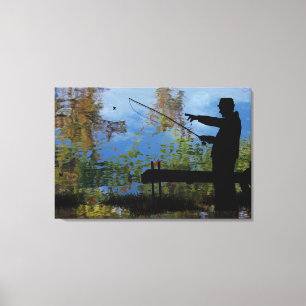 Older Man Fishing Retirement Canvas Print