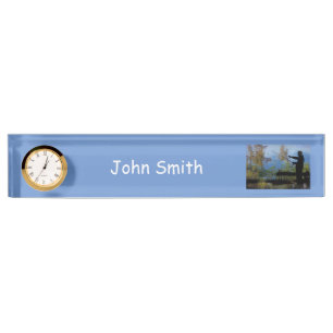 Older Man Fishing Retirement Desk Nameplate