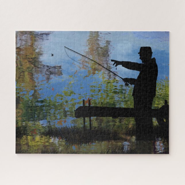 Older Man Fishing Retirement Jigsaw Puzzle (Horizontal)