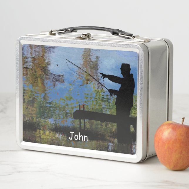 Older Man Fishing Retirement Lunch Box (In Situ)