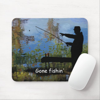 Older Man Fishing Retirement Mouse Pad
