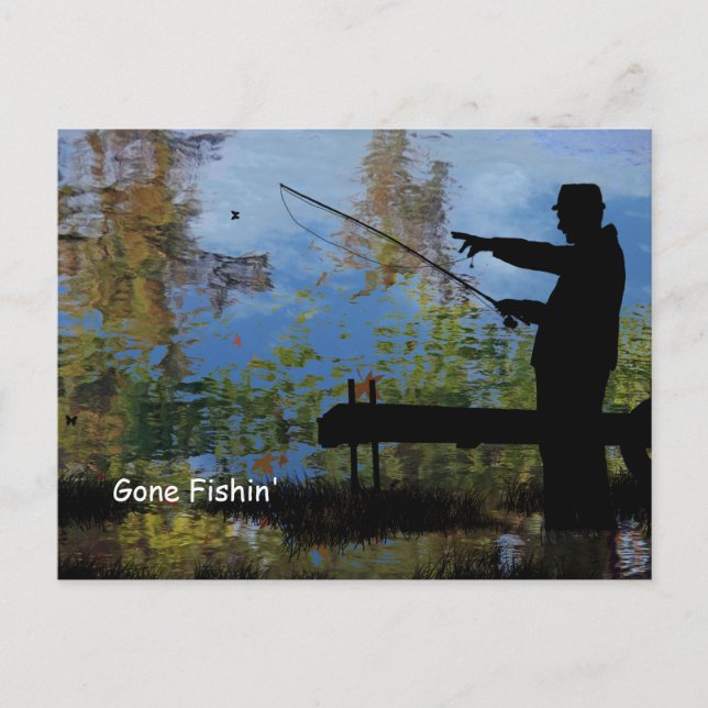 Older Man Fishing Retirement Postcard (Front)