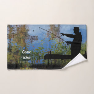 Older Man Fishing Retirement Sports Hand Towel