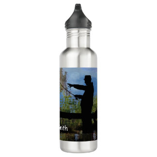 Older Man Fishing Retirement Water Bottle