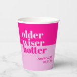 Older, Wiser, Hotter Minimal Bold Pink Birthday Paper Cups<br><div class="desc">Celebrate in style and add a touch of sophistication to your adult birthday party with our "Older, Wiser, Hotter" adult birthday paper cups. These beautifully designed paper cups feature a minimalist, bold pink theme that exudes elegance and charm. The "Older, Wiser, Hotter" theme perfectly captures the essence of celebrating another...</div>