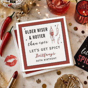 Older Wiser Hotter Than Ever Personalized Birthday Napkin