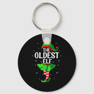 Oldest Elf Christmas Girls Women Elf Squad Xmas Fa Keychain