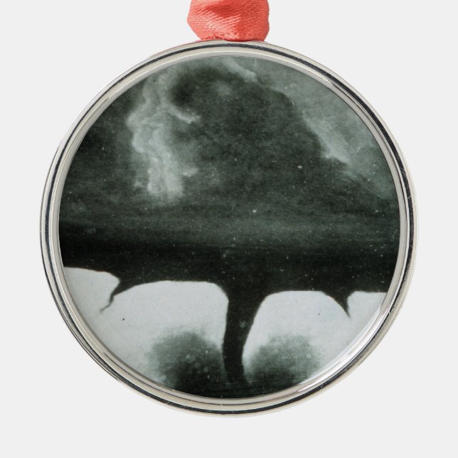 Oldest Known Photograph of a Tornado from 1884 Metal Ornament (Front)