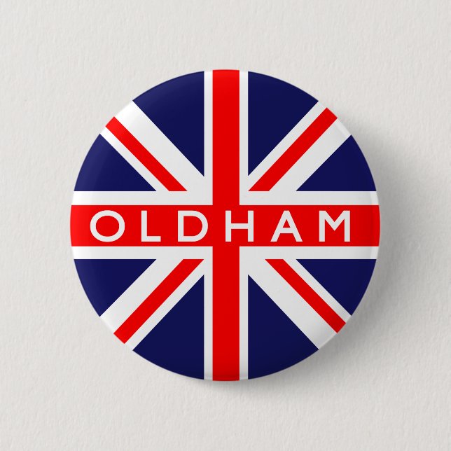 Oldham : British Flag 2 Inch Round Button (Front)