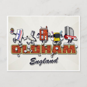 Oldham cartoon characters postcard