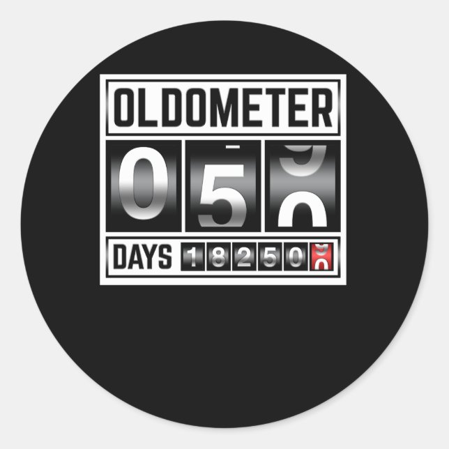 OLDOMETER 50 Years Old Made In 1971 50th Birthday Classic Round Sticker (Front)