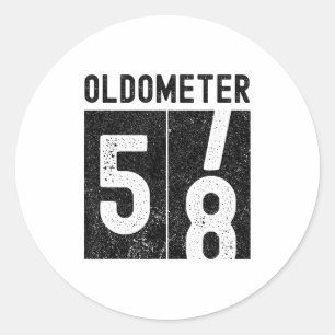 Oldometer 58th Birthday Funny Retro Turning 58 Yea Classic Round Sticker