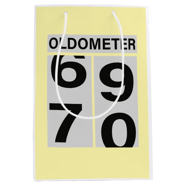 Oldometer 69 to 70 70th birthday medium gift bag (Front)