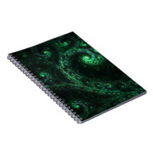 OldOnes Green and Black Spiral Fractal Notebook