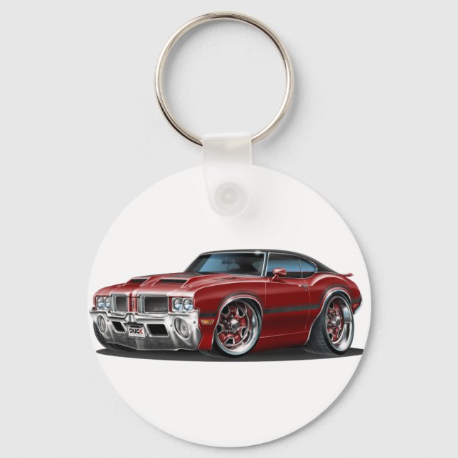 Olds Cutlass 442 Maroon Car Keychain (Front)