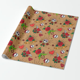 Oldschool Tattoos (Light) Wrapping Paper