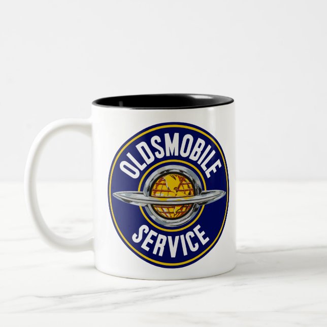 Oldsmobile Service vintage sign. Two-Tone Coffee Mug (Left)