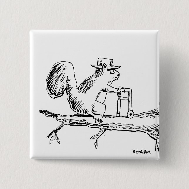 OLDSQUIRREL, GETTIN' ALONG 2 INCH SQUARE BUTTON (Front)