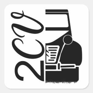Oldtimer 2cv Typografie Halbe Ente Square Sticker