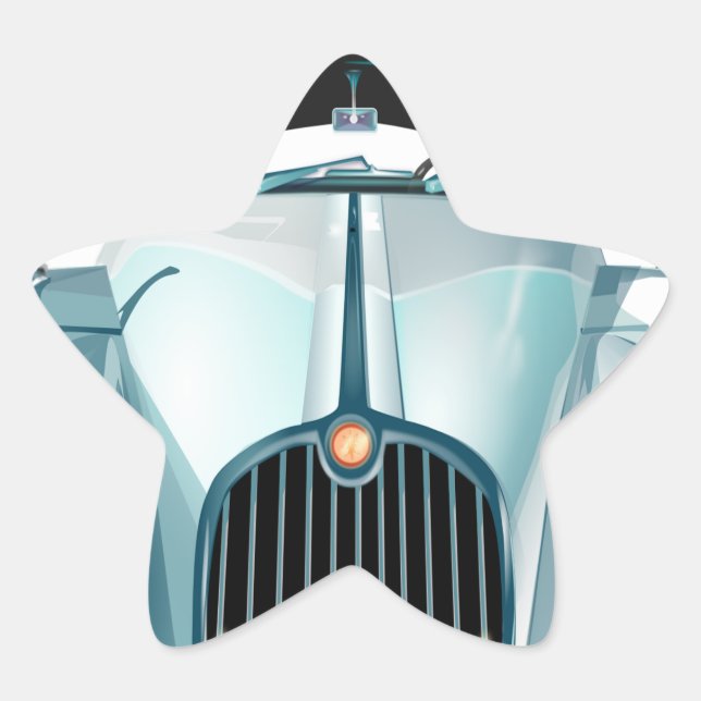 oldtimer car vintage automobile star sticker (Front)