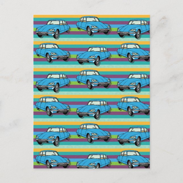 Oldtimer Citroen DS 19 Duo Buntes Postcard (Front)