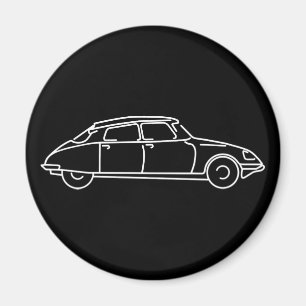 Oldtimer DS19 La Déesse Sideview Blueprint Magnet