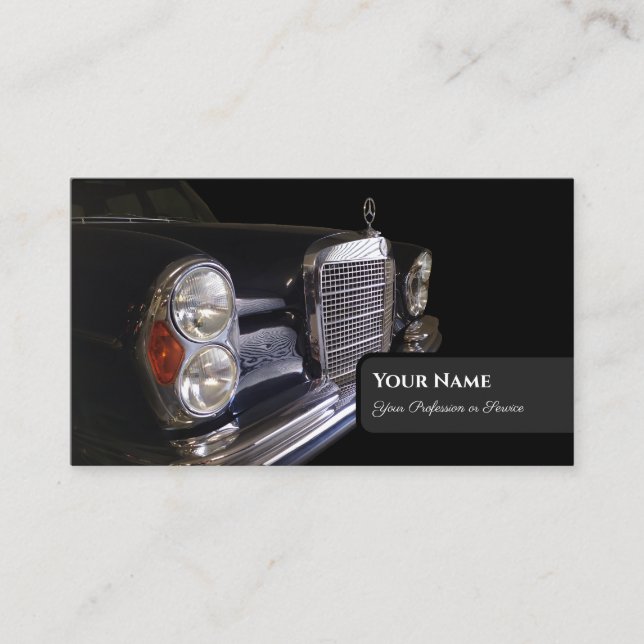 Oldtimer Mercedes Benz historic car restaurator Business Card (Front)