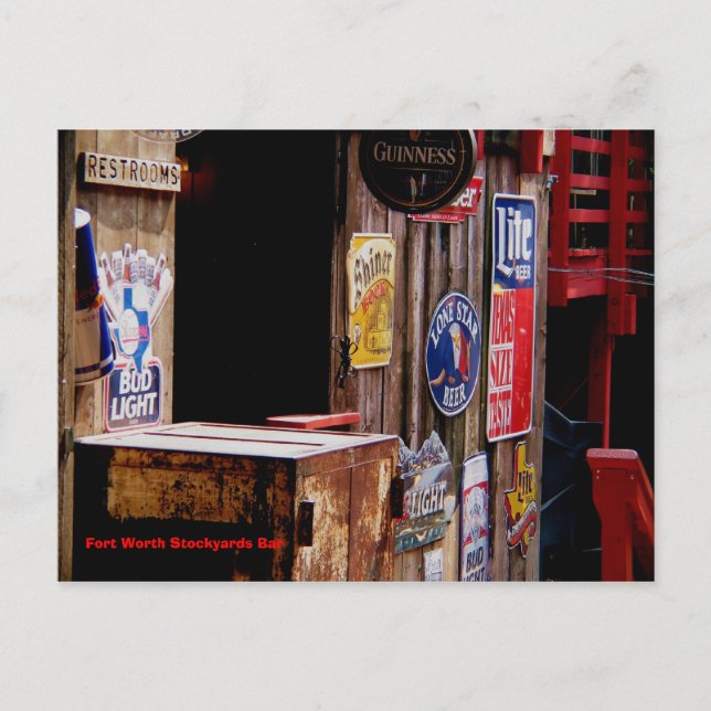 OldWest, Fort Worth Stockyards Bar Postcard (Front)