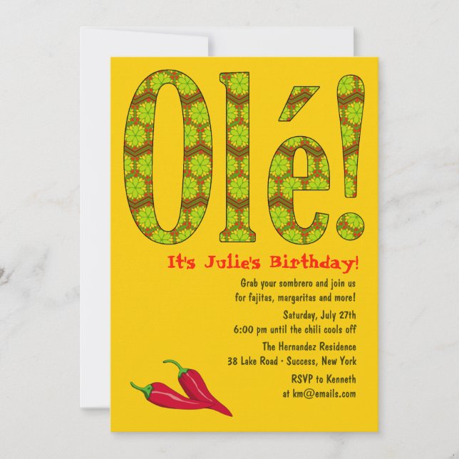 Ole ! Invitation à thème mexicaine (Devant)